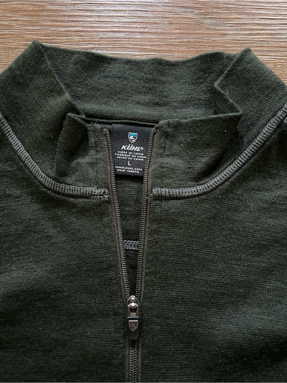 KÜHL 100% Merino Wool Quarter Zip Base Layer | Forest Green | Large - Picture 2 of 15